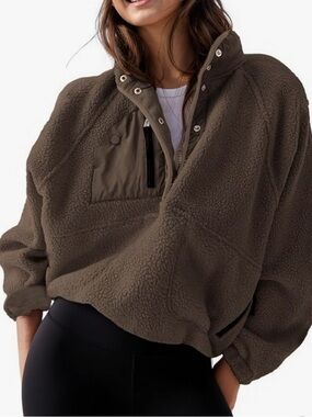 Women’s Brown Sherpa Pullover Jacket - Amazon